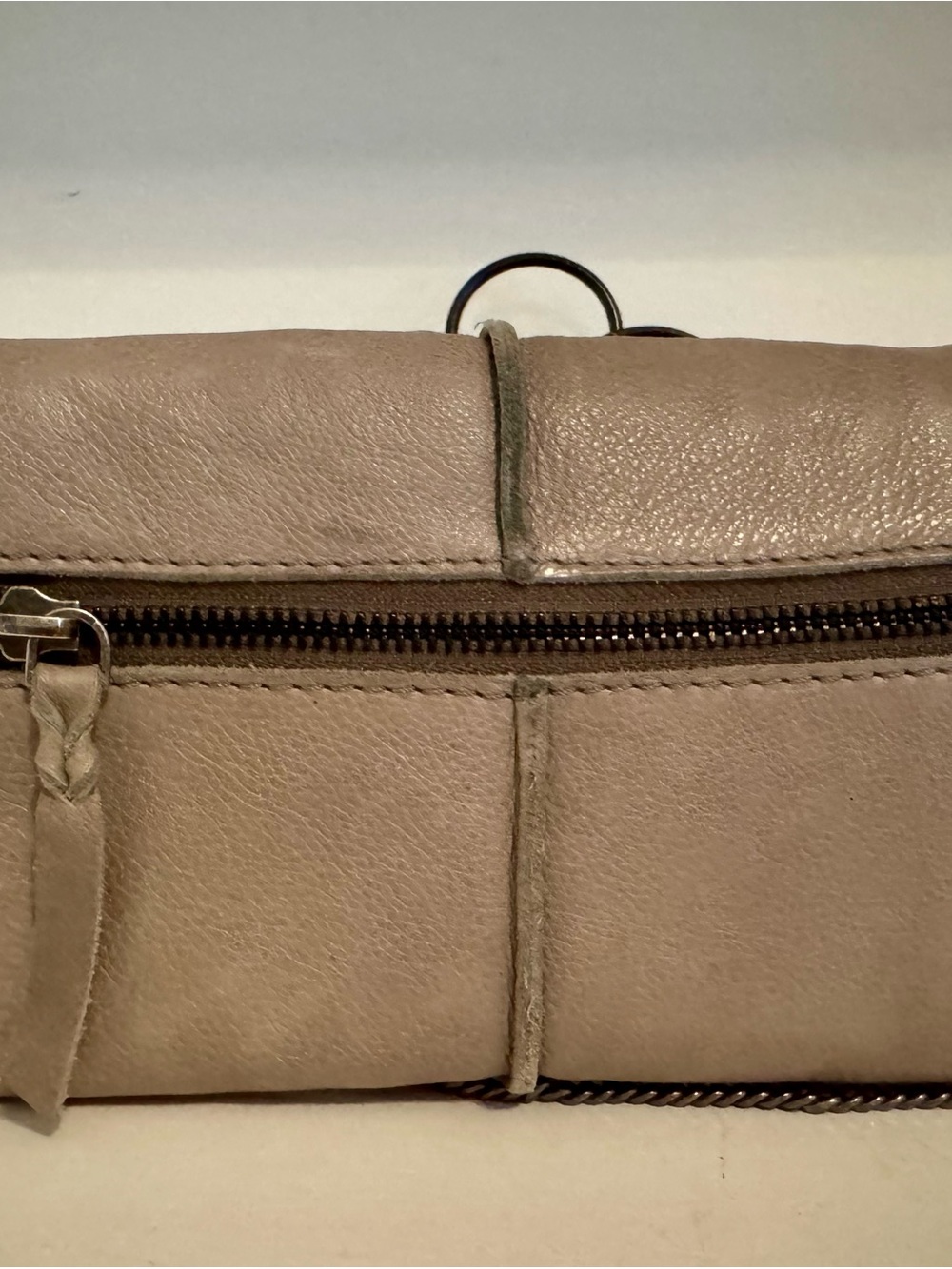Cut N Paste LA Taupe Leather Crossbody Wallet Bag